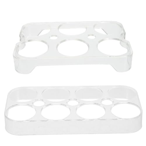 HOMSFOU 2 pezzi Portauova Frigorifero Multi-griglia in Plastica per Conservazione Sicura e Ottimizzazione Spazio Organizer Uova Cucina con Design Moderno e Protezione Antigoccia