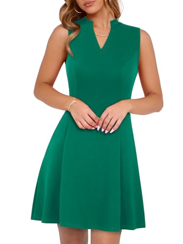 Image of YIOYOLA Womens Elegant Classy A-Line V Neck Mini Business Casual Work Dresses Party Cocktail Short Dress with Pockets