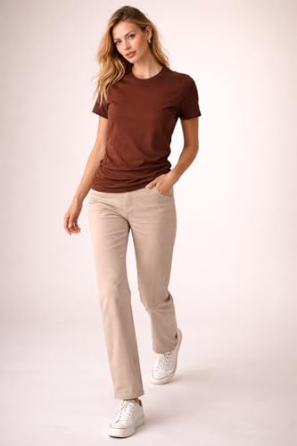 Image of Womens T Shirt Short Sleeve Crew Neck Casual Basic Shirt Soft Cotton Tee Relaxed Fit Lightweight Everyday Women Top Minimalist Style