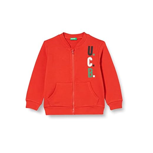 United Colors of Benetton Chaqueta M/L 3J70G500S Sudadera DE Manga Larga, Rojo Oscuro 29L, 104 para Niños