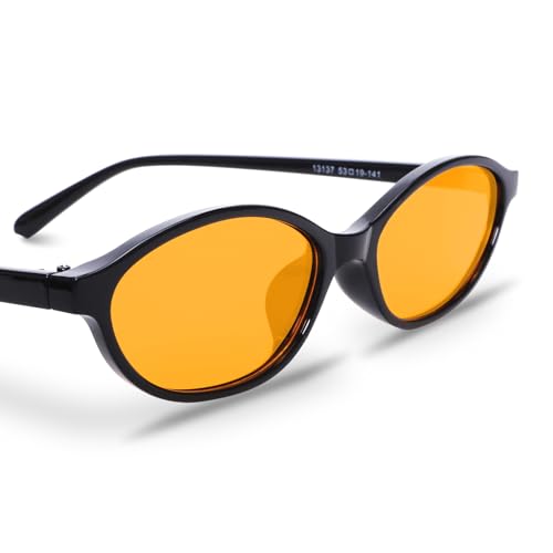 Image of GUVIVI Retro Oval Sunglasses for Women Chic Cat Eye 90s Sunnies Lightweight Narrow Shades Trendy UV protection Sun Glasses