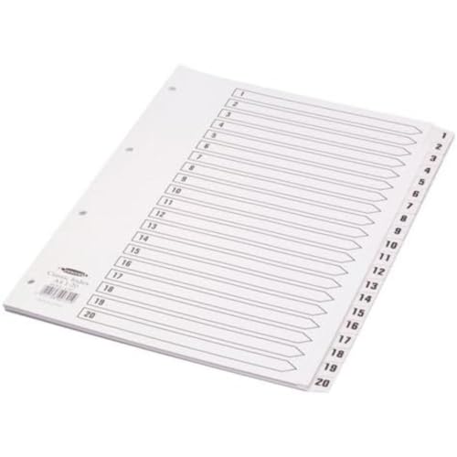 Concord A4 1-20 Part Classic Index White Board with Mylar Tabs - Clear