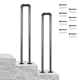 ✔✔【Robuste et durable】: Cette rampe d'escalier est fabriquée en fer forgé métallique durable avec un revêtement antirouille épais sur la surface, facile à nettoyer ; protection double couche pour une durée de vie plus longue.