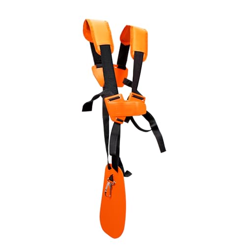 SUNMON Strimmer Harness - Harness for a Strimmer with Shoulder Harness Strap Pad Durable Nylon Shoulder Strap Trimmer Harness Strap String Trimmer Double Compatible Most Grass Trimmer Orange