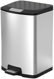 Cubo de Basura de Acero Inoxidable con Tapa, Cierre Suave, Pedal, asa y Cubo Interior extraíble, 7/10/13/18 litros, para Exteriores, Color Negro, 18 l.