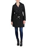 Cole Haan Women's Double Breasted Trench Coat, Black, Medium