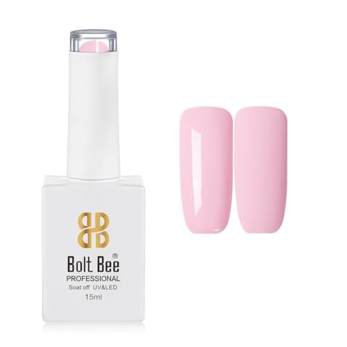 Image of BOLT BEE 15ML Gel Nail Polish 1Pc Clear Pink Glitter Nail Polish Soak Off UV LED Nail Gel Polish Nail Art Starter Manicure Salon DIY at Home, 0.5 OZ (1) (134)