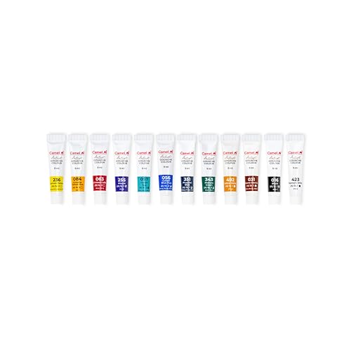Image of Camel Artist Gouache Colours Assorted Pack of 12 Shades, 9ml Each