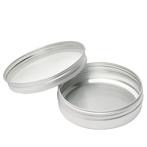 Image of Othmro 6Pcs 3.4oz Metal Round Tins Aluminum Tin Cans Jar Refillable Containers 100ml Tin Cans Tin Container Bottle with Screw Lid for Salve Spices Lip Balm Tea Candies Silver 83x23mm
