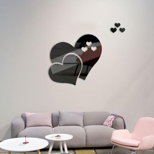 Elegantes espejos de amor decorativos de acrílico para interiores elegantes (negro)