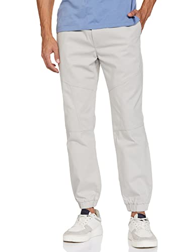 Amazon Brand - Symbol Men's Stretchable Cargo Jogger Pants | Chinos | Casual Mid Rise Trousers (Slim Fit) (Lt Grey_36)