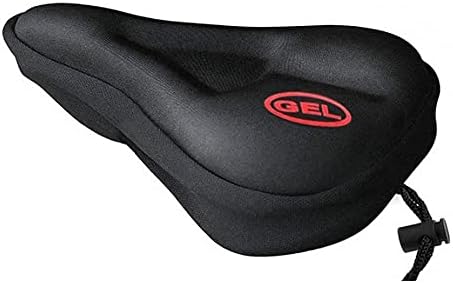 Fastped Bicycle Saddle Seat Gel Cover, Memory Foam Canvas (Black) Silicone Gel Saddle and Soft- Cycle Seat Cover - with Cushion for Bicycle - Cycle Seat (Black) Soft Seat Cover with Cushion