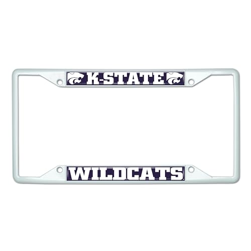 Fanmats 43524 Kansas State University Wildcats License Plate Frame - White – Easy Installation On Truck, Suv, Car - Ideal Gift For Die Hard Ncaa Fan cover