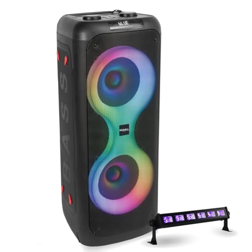 Ibiza - Pack Enceinte sans Fil Bluetooth sur Batterie 700W USB TWS Ibiza Sound COLUMBA700 - Barre Lumière UV LED-UVBAR6 - Sono DJ Portable