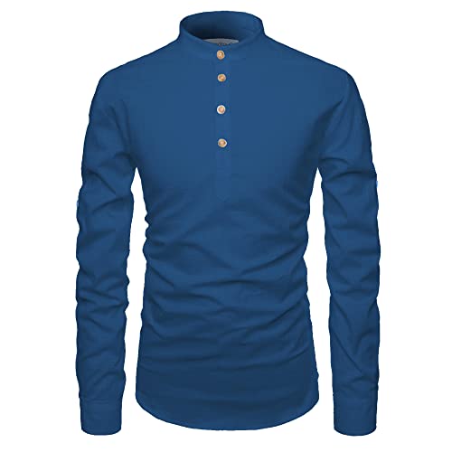 Image of Men's Full Sleeve Beige Color Cotton Blend Spread Slim Fit Shirt Style Kurta for Men and Boys