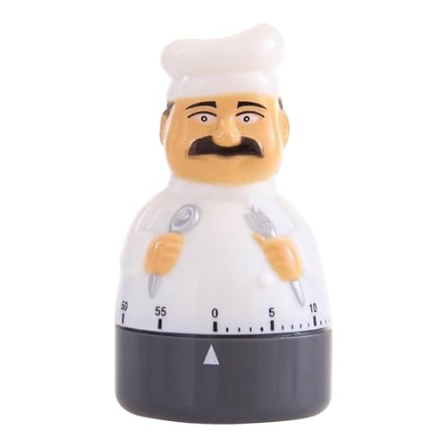 Cooking Timer Clock with Loud Alarm, 60-Minute Chef-Themed Manual Countdown, 10.3x5.8cm, Waterproof Kitchen Timer for Eggs, Pasta, and Baking, Easy-Twist...