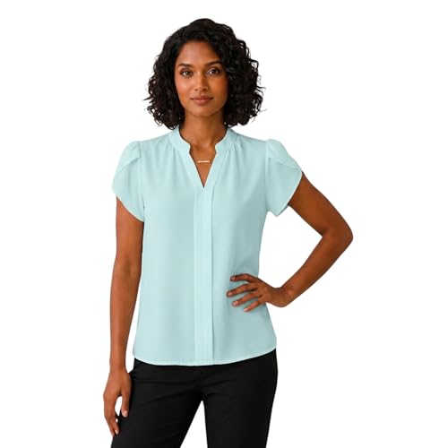Image of Keiraa Women Blouse Half Sleeves Office Lady Shirt Women Tops