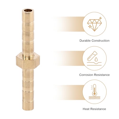 8 Stücke Schlauchverbinder 4mm Messing Set Schlauchverbinder Messing Schlauch Verbindungsstück Gerade Schlauchtülle Doppelnippel Gasschlauch Verbinder für Luft, Wasserbrennstoff,Öl