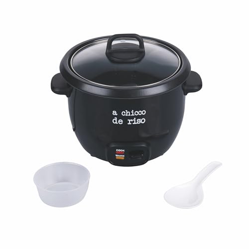 Arrocera de acero, tapa de cristal templado, 2 funciones, 400 W, color negro, S.P.Q.eRe
