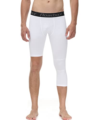 Roadbox Men's One Leg Compression Tights Pants, 3/4 Basketball Football Single Leg Leggings, Athletic Base Layer Underwear2