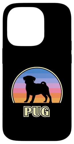 Perro Pug Vintage Sunset Carcasa para iPhone 14 Pro