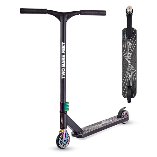 Two Bare Feet Chaos Stunt Scooter for Kids 8-12 & Teens Pro Trick Freestyle Kick Scooter with 100mm Alloy Wheels ABEC-9 Bearings 360 Spin (Black/Neochrome)
