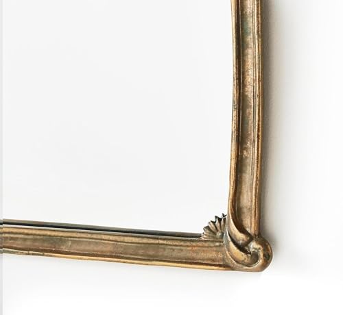 Image of Vintage Brass Decorative Wall Mirror Hand Casted Frame for Bedroom Bathroom Kitchen Wall Decor 40x24 (Brass Antique)