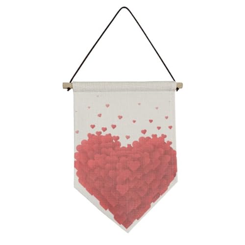 Drapeau en toile Saint-Valentin cœurs rouges suspendre suspension murale