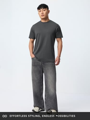 Image of The Souled Store Supima: Men and Boys Short Sleeves Round Neck Solid Premium Basic Casual Lightweight Easy to Style Everyday Streetwear Trendy Supima T-Shirt