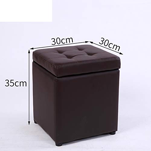 Heces de Almacenamiento Tela,Hogar pequeño Banco Reposapiés de sofá de Sala de Estar de Moda Banco de Zapato Sesión Bloque Taburete Cuadrado de Cuero de Almacenamiento-K 30x30x35cm(12x12x14inch)
