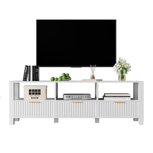 Meuble TV moderne blanc de 152,5 cm long buffet bas de salon - 2