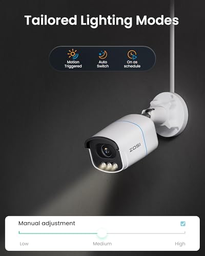 Image of ZOSI C186 4K Add on PoE Security Camera,True Color Night Vision,8MP Outdoor Indoor CCTV,Aurora Lux,Person /Vehicle Detection,2-Way Audio,Spotlight Siren(Only Compatible Same Brand 4K PoE NVR)