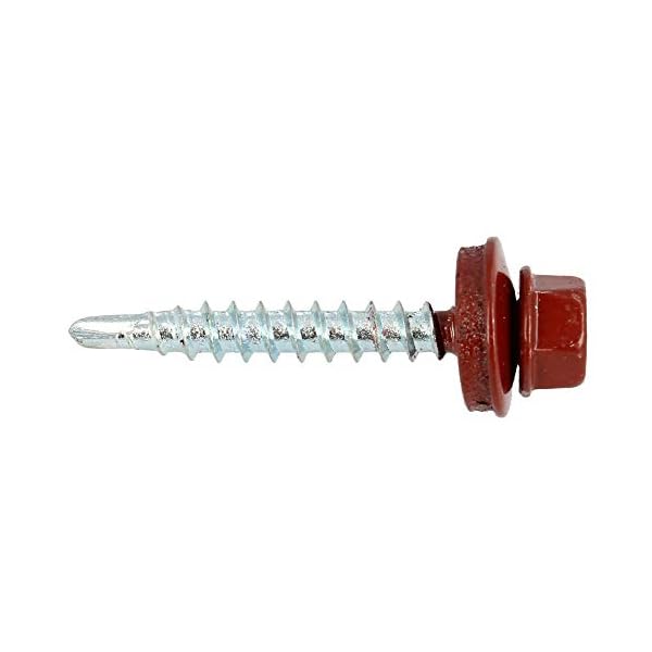 KLIMAS Selbstschneidende Trapezblechschrauben 4,8 x 35 mm RAL3009 250 Stück | Edelstahl Dachblech Selbstbohrende… – Bild 3