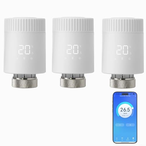 3 pezzi Termostato per termosifone, Termostato WiFi, Termostato con controllo App Smart-Home, compatibile con Alexa-Google Home, nessun gateway richiesto