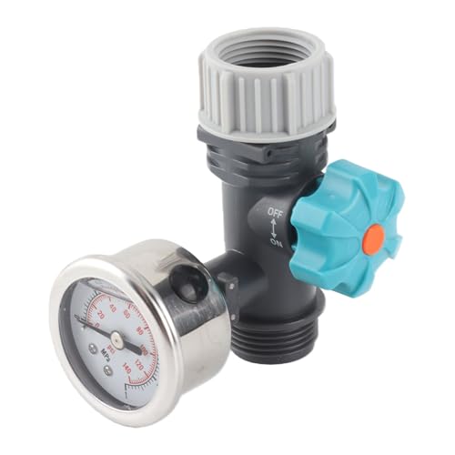 G3/4 Zoll Wasserdruckventil mit Manometer Einstellbarer Druckminderer (140 psi/10 bar) für Gewächshausgarten und Landwirtschaft Kompatibel mit Intelligenter Bewässerung