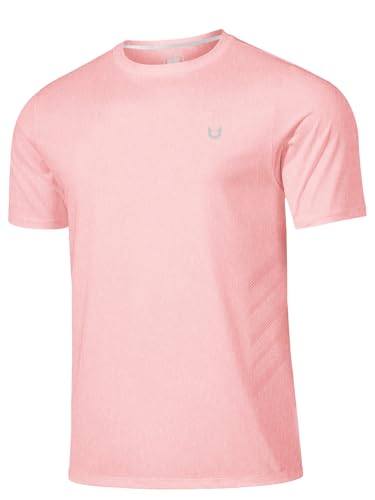 NORTHYARD Men's Workout Athletic Shirts Gym Running T-Shirts Tennis Quick Dry Short Sleeve Shirt Active Lightweight Sports PINKHEATHER-2XL