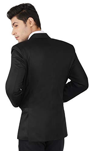 Image of TAHVO Men's Blazer Slim Fit Single Breasted Black Solid Formal Blazer for Men & Boys