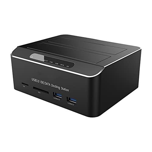 Estación de acoplamiento de disco duro externo USB 3.0 a SATA IDE de doble bahía con lector de tarjetas Hub de 2.5/3.5 pulgadas SATA/IDE HDD