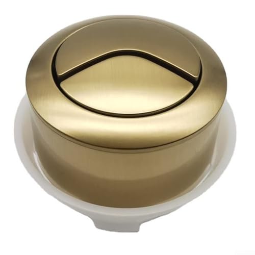 Botón de descarga de inodoro de repuesto, botón de descarga de inodoro con chapado en cromo ABS y diseño de collar desmontable para cisterna oculta operada por cable, montaje empotrado (dorado)