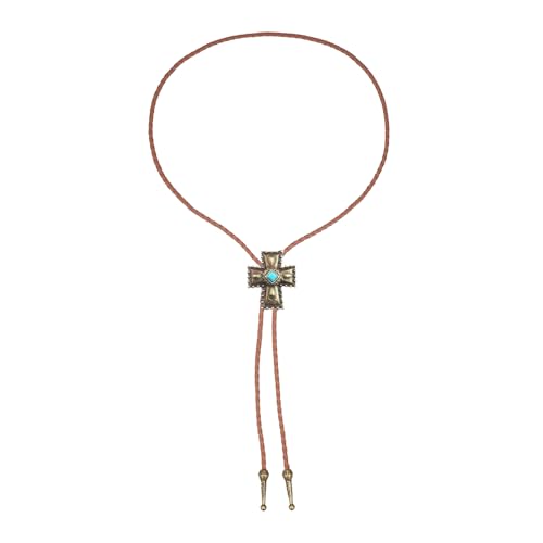 Image of Joxevyia Bolo Tie for Men Vintage Cow Skull Leather Rope Western Cowboy Necktie Vintage Bola Tie Gift for Him