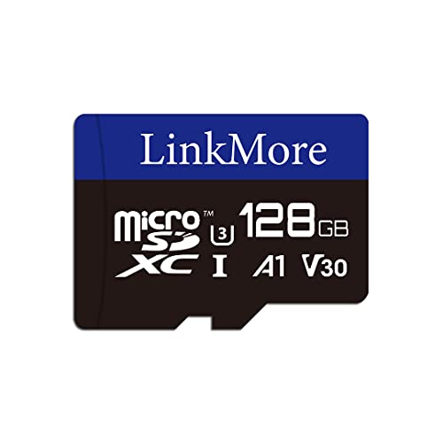 LinkMore Carte Micro SDXC 128 Go, A1, UHS-I, U3, V30, Compatible Classe 10, Vitesse de Lecture jusqu'à 95 Mo/s, Vitesse d'écriture jusqu'à 45 Mo/s, Adaptateur SD Inclus