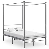 Qnhdfrt Himmelbett Grau Metall 140x200 cm Elegantes Bettgestell mit...