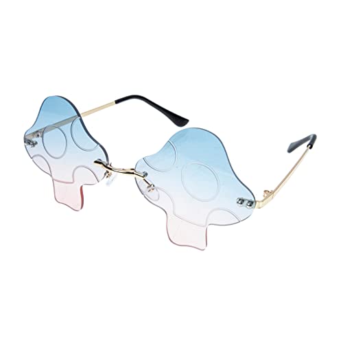 TOVINANNA Rimless Mushroom Design Sunglasses Unconventional Eyewear for Men Stylish Frameless Glasses