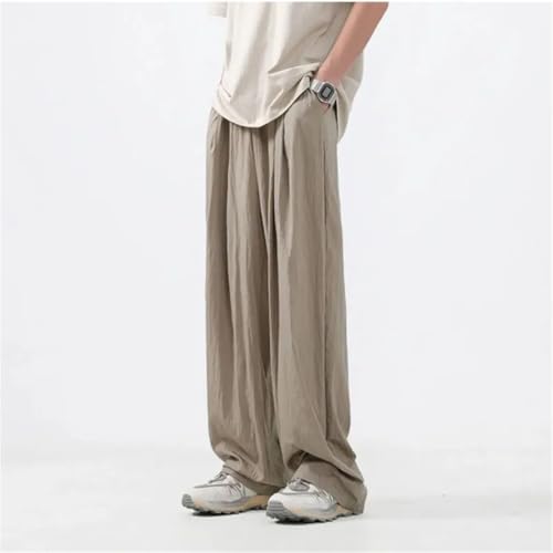 Men Thin Cooling Ice Silk Casual Pants Loose Wide Baggy Straight Trousers3