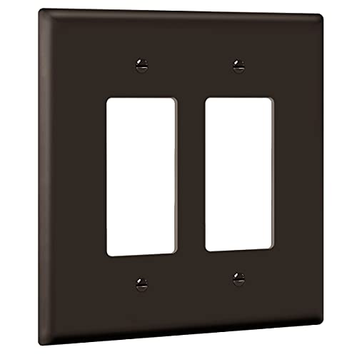 Image of ENERLITES 2-Gang Brown Oversize Decorator Switch Outlet Wall Plate Cover
