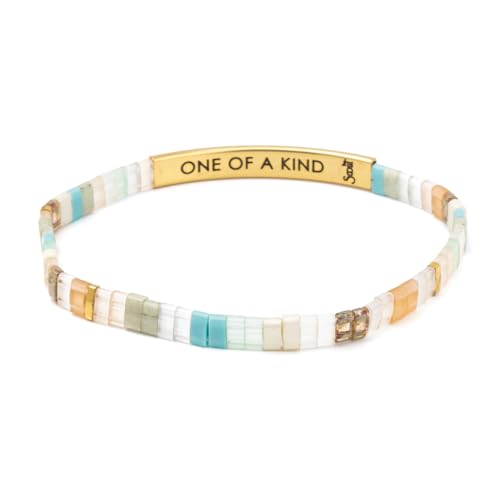 Scout Curated Wears - Good Karma Miyuki Bracelet - One Of A Kind - Mint/Peach/Gold4
