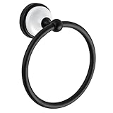 Design House 559278 Savannah Towel Ring for Bathroom, Matte Black and White