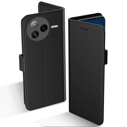 Aiziki Funda de piel con tapa para Xiaomi Poco F7 Pro 5G, con 3 ranuras para tarjetas y soporte, anticaídas, cierre magnético, compatible con Xiaomi Poco F7 Pro 5G, color negro