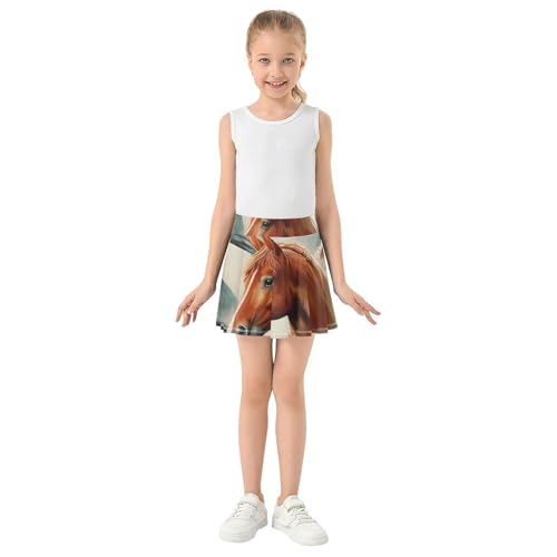 Horse Heads Girls' Shorts Athletic Skorts Toddler Tennis Skirts 2 in 1 Teen Cheer 3t3