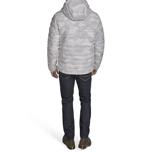 Tommy Hilfiger Men's Stretch Poly Hooded Packable Jacket, Tonal White Camo, Large4